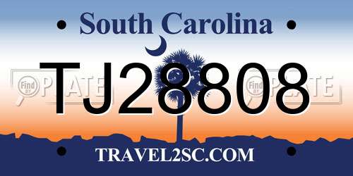 TJ28808 South Carolina License Plate