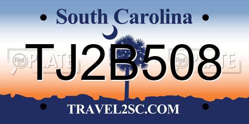 TJ2B508 South Carolina License Plate