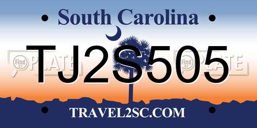 TJ2S505 South Carolina License Plate