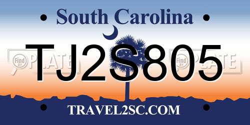 TJ2S805 South Carolina License Plate