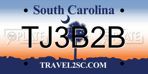 TJ3B2B South Carolina License Plate