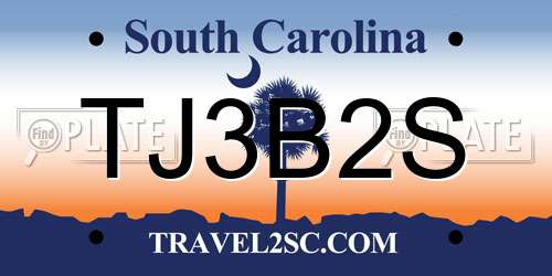 TJ3B2S South Carolina License Plate