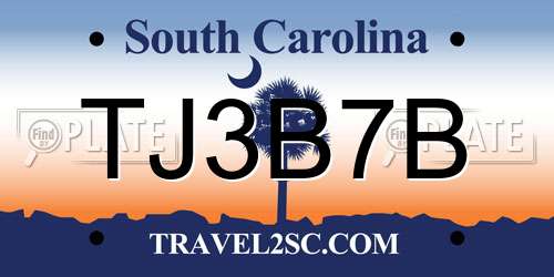TJ3B7B South Carolina License Plate