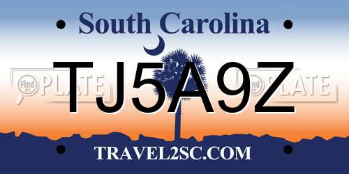 TJ5A9Z South Carolina License Plate