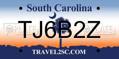 TJ6B2Z South Carolina License Plate