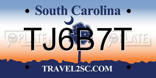 TJ6B7T South Carolina License Plate