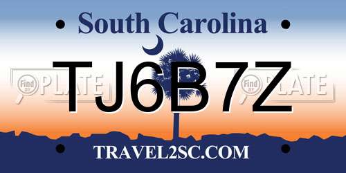 TJ6B7Z South Carolina License Plate