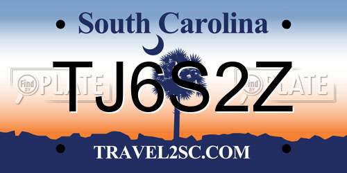 TJ6S2Z South Carolina License Plate