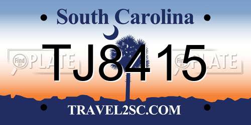 TJ8415 South Carolina License Plate