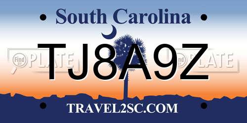 TJ8A9Z South Carolina License Plate
