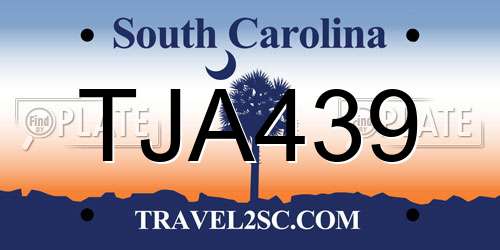 TJA439 South Carolina License Plate