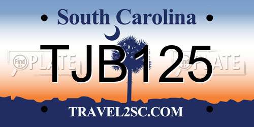 TJB125 South Carolina License Plate