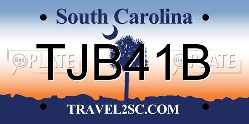 TJB41B South Carolina License Plate