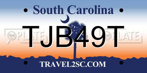 TJB49T South Carolina License Plate