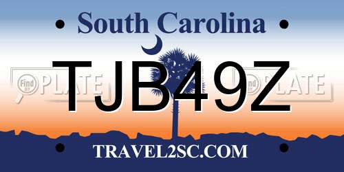 TJB49Z South Carolina License Plate