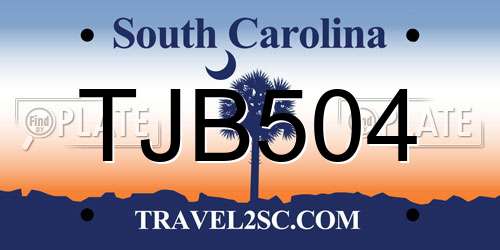 TJB504 South Carolina License Plate