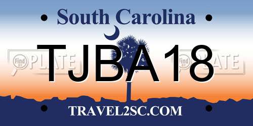 TJBA18 South Carolina License Plate