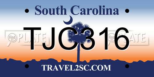 TJC316 South Carolina License Plate
