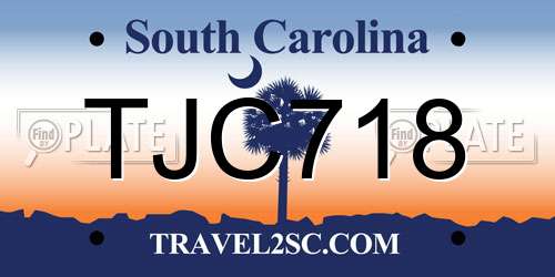 TJC718 South Carolina License Plate