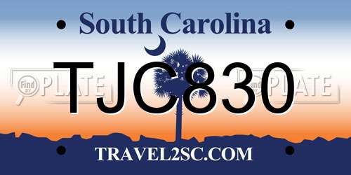 TJC830 South Carolina License Plate