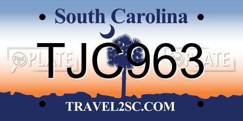 TJC963 South Carolina License Plate