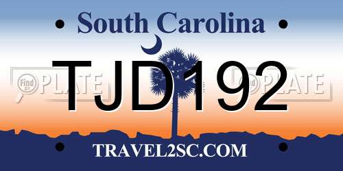 TJD192 South Carolina License Plate