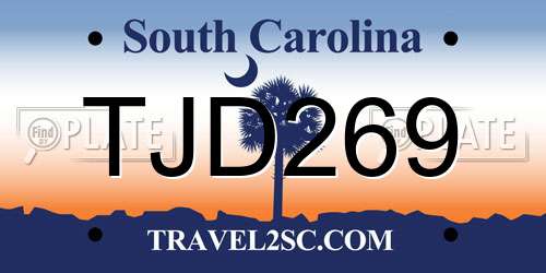 TJD269 South Carolina License Plate