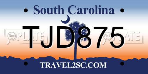 TJD875 South Carolina License Plate
