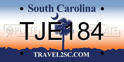 TJE184 South Carolina License Plate