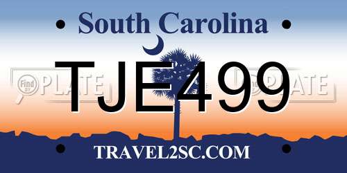 TJE499 South Carolina License Plate