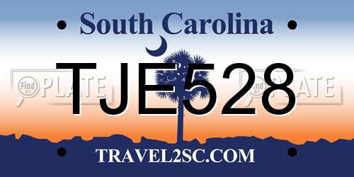 TJE528 South Carolina License Plate