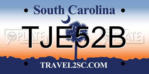 TJE52B South Carolina License Plate