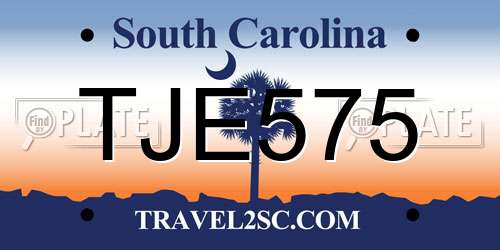 TJE575 South Carolina License Plate