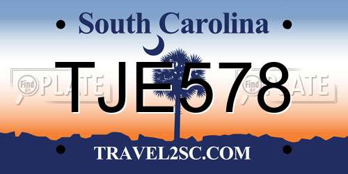 TJE578 South Carolina License Plate