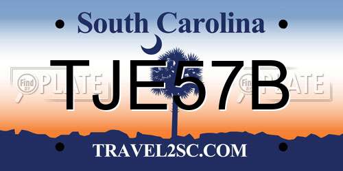 TJE57B South Carolina License Plate
