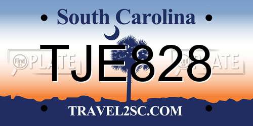 TJE828 South Carolina License Plate