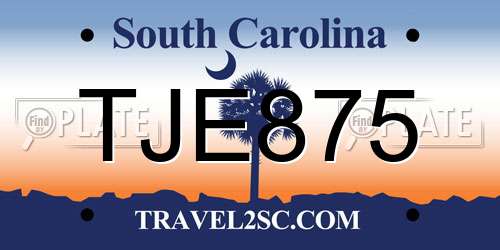 TJE875 South Carolina License Plate