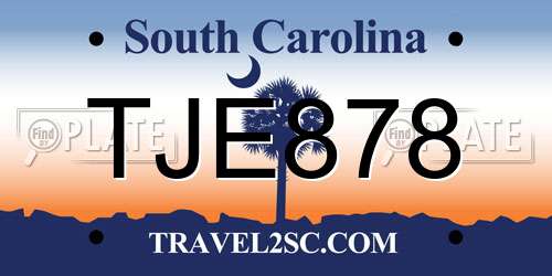 TJE878 South Carolina License Plate