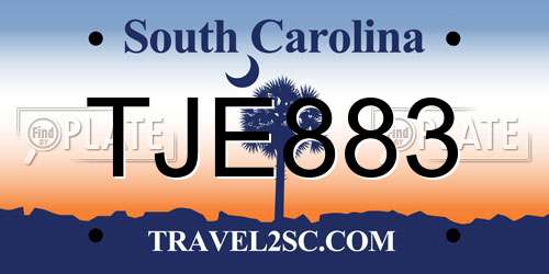 TJE883 South Carolina License Plate