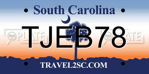TJEB78 South Carolina License Plate