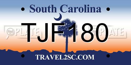 TJF180 South Carolina License Plate