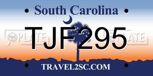 TJF295 South Carolina License Plate