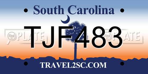 TJF483 South Carolina License Plate