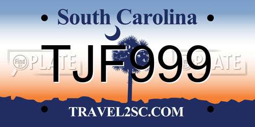 TJF999 South Carolina License Plate