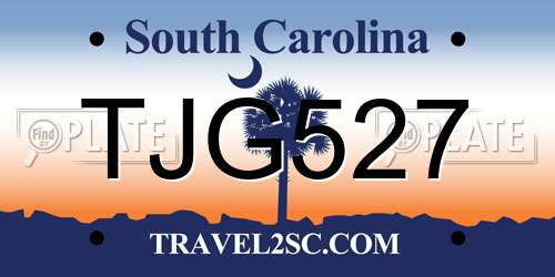 TJG527 South Carolina License Plate