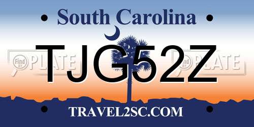 TJG52Z South Carolina License Plate
