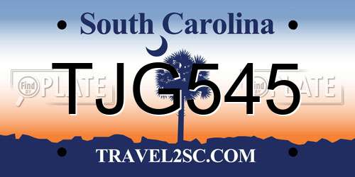 TJG545 South Carolina License Plate