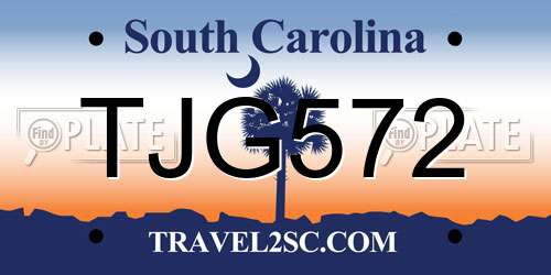 TJG572 South Carolina License Plate