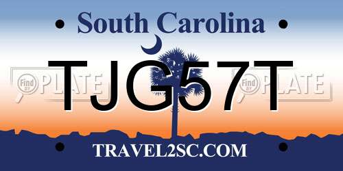 TJG57T South Carolina License Plate
