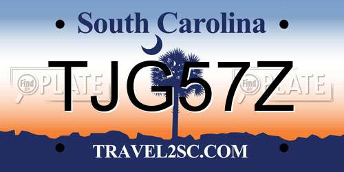 TJG57Z South Carolina License Plate